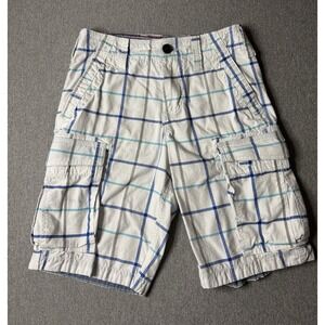 Red Camel Men's Blue And White Plaid Cargo Shorts Size 29 Outdoors, Hiking, Camp